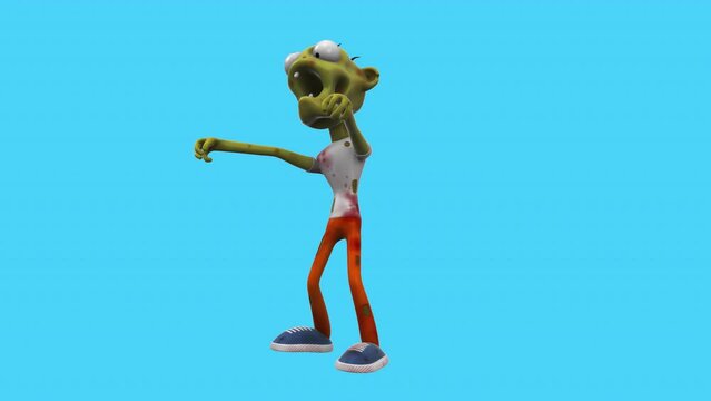 Fun 3D cartoon zombie dancing (with alpha channel)