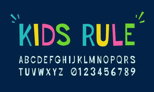 Cut Off Kids Typography. Colorful Font