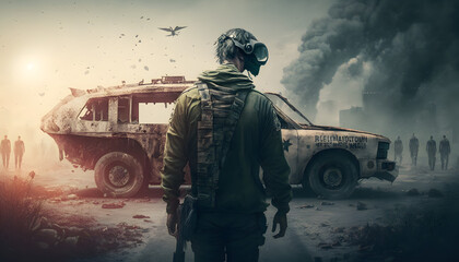 Apocalypse 20 years later with one person. Generative AI