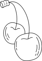 Cherry in line art illustration Hand drawn detailed sketch art