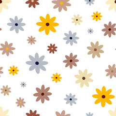 Hippie flowers boho seamless background. floral retro pattern