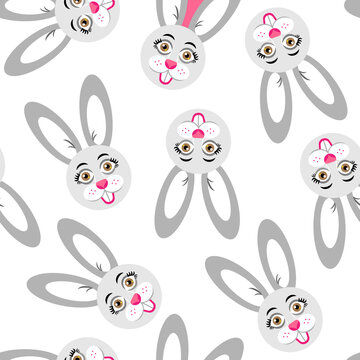 Easter bunny seamless pattern holiday animals background