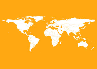 Vector world map - with Dark Tangerine color borders on background in Dark Tangerine color. Download now in eps format vector or jpg image.
