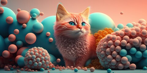 Cool cat with sunglasses on colorful background. Generative AI