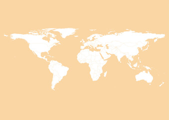 Vector world map - with Deep Champagne color borders on background in Deep Champagne color. Download now in eps format vector or jpg image.