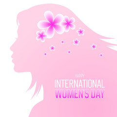 Women's day banner with girl face and flower
