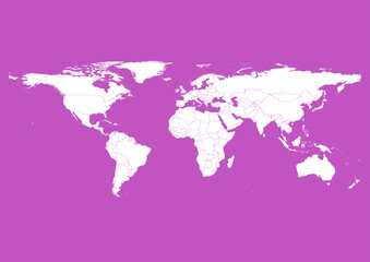 Fototapeta na wymiar Vector world map - with Deep Fuchsia color borders on background in Deep Fuchsia color. Download now in eps format vector or jpg image.