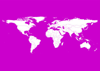 Fototapeta na wymiar Vector world map - with Deep Magenta color borders on background in Deep Magenta color. Download now in eps format vector or jpg image.