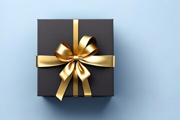 Happy ValentineS Day Surprise Box With Golden Bow Ribbon On Pastel Background. ValentineS Day Design. Generative AI