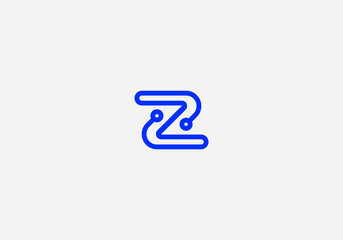 Logo Letter Z and Technology, Connectivity.  Tech, Telecommunication, Connect, logo Unique, Modern, Minimalist. Business identity Vector Icon.