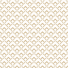 Vector geometric seamless pattern. Abstract golden background with squares, lines, grid. Simple geo texture. Luxury gold and white ornament. Ethnic style. Repeat vintage design for decor, wallpapers