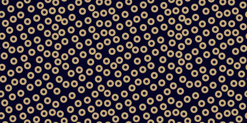 Polka dot vector seamless pattern. Abstract minimal funky texture with small irregular gold outline circles on black background. Modern dots pattern. Elegant repeat design for decor, print, wallpaper