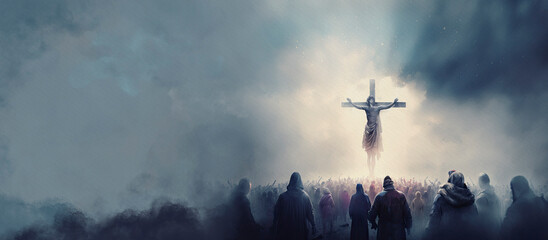 Golgotha. Good Friday concept background, generative ai
