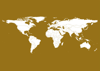 Fototapeta na wymiar Vector world map - with Drab color borders on background in Drab color. Download now in eps format vector or jpg image.