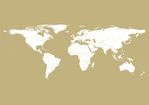 Vector world map - with Ecru color borders on background in Ecru color. Download now in eps format vector or jpg image.