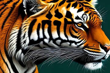 Tiger Head On Vibrant Color. Generative AI