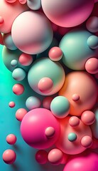 Abstract multicolored gradient background, bubble gum bubbles in pastel colors, AI generative