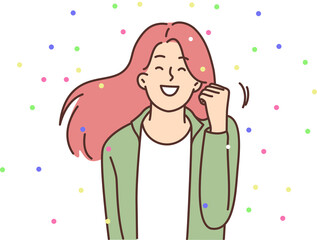 Smiling woman celebrate success