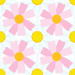 Pattern con margherite e fiori rosa