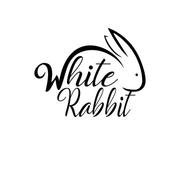 White rabbit logo happy easter bunny