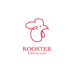 Obraz premium Vector head chicken monoline logo design illustration
