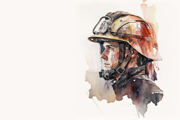 Obraz premium Watercolor firefighter banner card