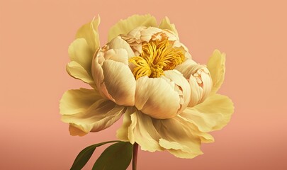  a yellow flower with a pink background is featured in this image of a single yellow flower with a pink background is featured in this image.  generative ai