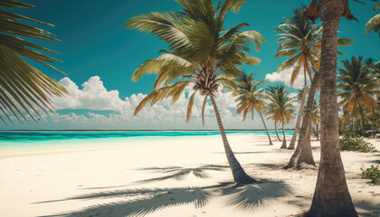 Fototapeta na wymiar Tropical beach in the Caribbean created with generative AI technology