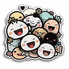 Naklejka premium Cute Kawaii Sticker - Generative AI