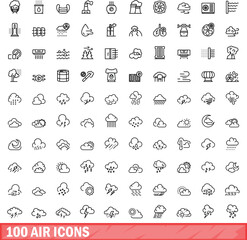100 air icons set. Outline illustration of 100 air icons vector set isolated on white background
