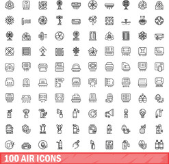 100 air icons set. Outline illustration of 100 air icons vector set isolated on white background