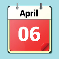 calendar vector drawing, date April 6 on the page