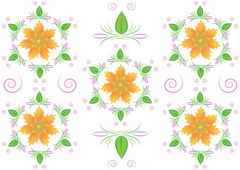 Seamless ornamental pattern fabric floral design.
