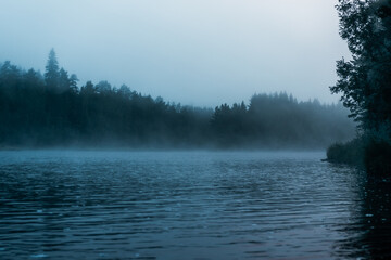 Fototapeta premium Foggy morning by the river