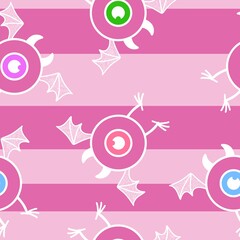 Halloween cartoon monsters seamless eyes and wings pattern for wrapping paper and fabrics and linens