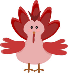Colorful Happy Thanks Giving Turkey. Red bird chicken vector.