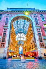 The side entrance portal of Galleria Vittorio Emanuele II in Milan, Italy