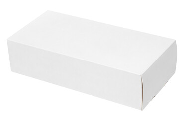 Blank white cardboard box isolated on transparent background