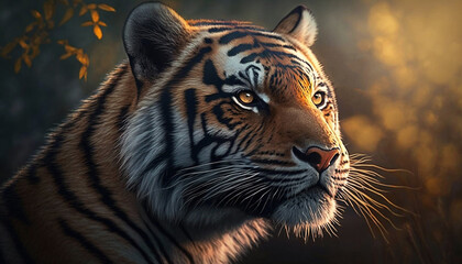 Photorealistic illustration of a tiger. Generative AI.