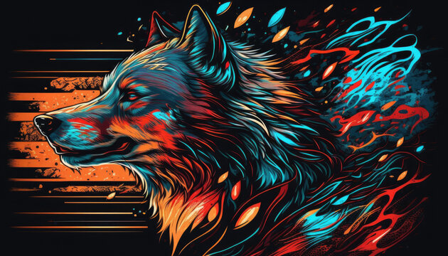 abstract wolf, beautiful color design, background image