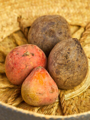 Fresh red beetroot and yellow beetroot