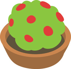 Flower pot icon isometric vector. Bright flowering decorative plant in round pot. Ornamental plant, balcony landscaping