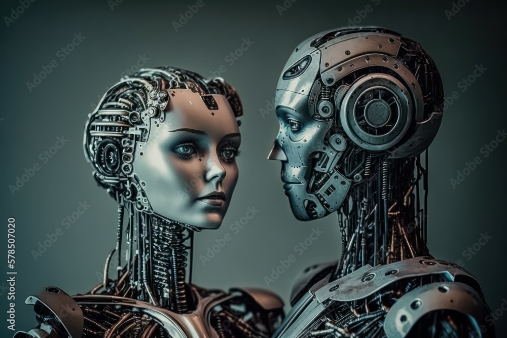 Poster robot cyborg of the future. the concept of the development of artificial intelligence. ai generated