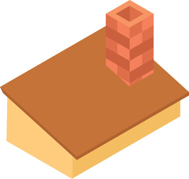 Building roof icon isometric vector. New roof of residential house with chimney. Construction and repair concept