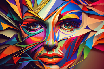 Fototapeta na wymiar Abstract colorful human face illustration