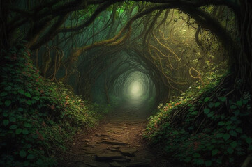 Mysterious forest path to the unknown