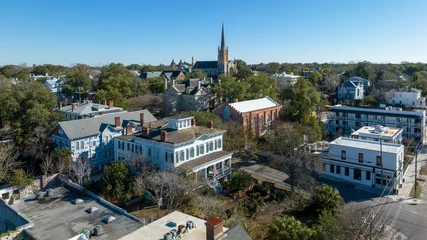 Vlies Fototapete Vereinigte Staaten Aerial view of Downtown Wilmington, North Carolina.