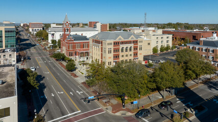 Aerial view of downtown Wilmington, NC.