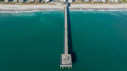 Aerial view of  Wrightsville Beach Pier, North Carolina.