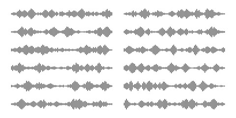 Voice message, mail. Social media chat conversation. Messaging app, music player, audio or video editor interface element. Voice assistant, recorder. Sound wave pattern. Vector illustration
